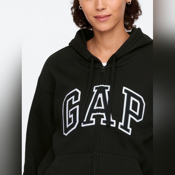 NWT GAP Relaxed Gap Logo Zip Hoodie Black - Picture 4 of 5